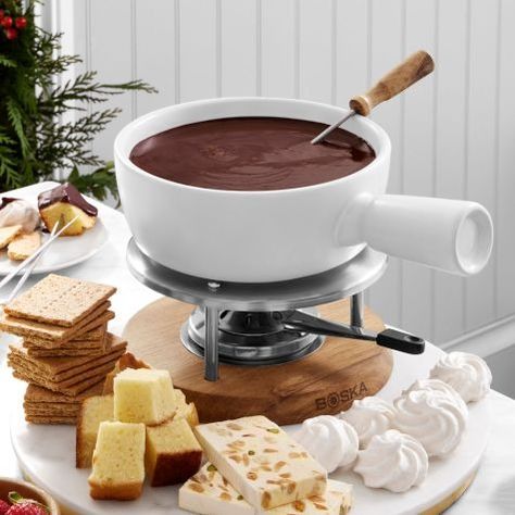 Chocolate Fondue | Williams Sonoma Chocolate Fondue Recipe, Fondue Recipe, Fondue Forks, Fondue Recipes, Fondue Pot, Vegetarian Cake, Chocolate Dessert Recipes, Melting Pot, Chocolate Cream