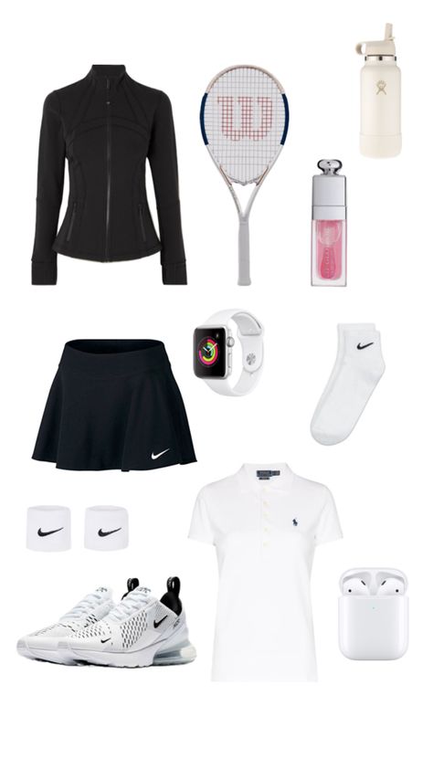 Tennis fit check Badminton Attire, Casual Athletic Outfits, Cute Tennis Outfit, Mode Tennis, Tennis Practice, Cute Golf Outfit, Lulu Outfits, Golf Attire Women, Tennis Outfit