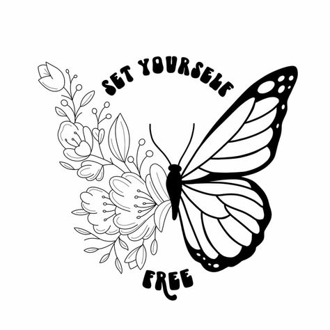 Feminine Poster, Butterfly Line Art, Sublimacion Ideas, Set Yourself Free, Automotive Logo Design, Tattoo Outline Drawing, Floral Line Art, T Shirt Logo Design, Shirt Logo Design