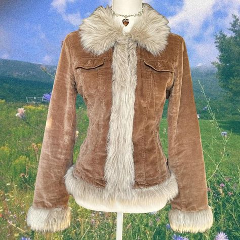 penny lane corduroy jacket☽༓･*˚⁺‧͙ faux fur trim,... - Depop Penny Lane Jacket, 70s Y2k, 70s Shorts, Faux Fur Trim Coat, Y2k Fits, Penny Lane Coat, Oc Inspo, Phoebe Buffay, Trashy Y2k