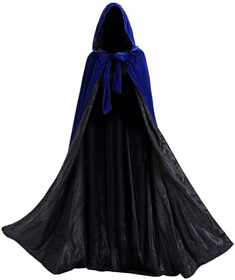 Cloak With Hood, Velvet Cloak, Medieval Costumes, Medieval Cloak, Cape With Hood, Cape Cloak, Blue Cape, Velvet Cape, Black Cape