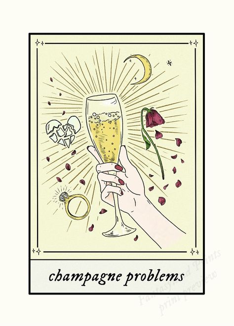 Champagne Problems Poster, Tarot Card Art, Champagne Problems, Taylor Swift Inspired, Taylor Lyrics, Taylor Swift Posters, Tarot Cards Art, Poster Room, Picture Collage Wall