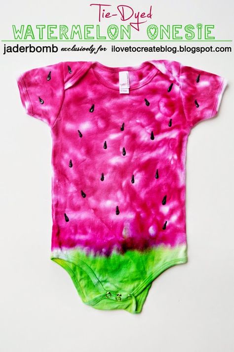 Tye Dye Onesie Diy, Diy Baby Girl Clothes, Fair Crafts, Backyard Baby Showers, Onesie Pattern, Tie Dye Patterns Diy, Diy Tie Dye Shirts, Watermelon Seed, Sewing Tricks