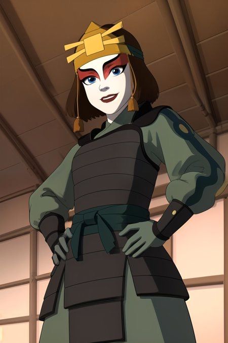 Avatar The Last Airbender Kyoshi Warrior, Kioshi Warrior Outfit, Toph Costume Avatar, Atla Kyoshi Warriors, Kyoshi Warrior Costume, Avatar Costumes The Last Airbender, Kyoshi Makeup, Hear Me Out Female, Hear Me Out Female Characters