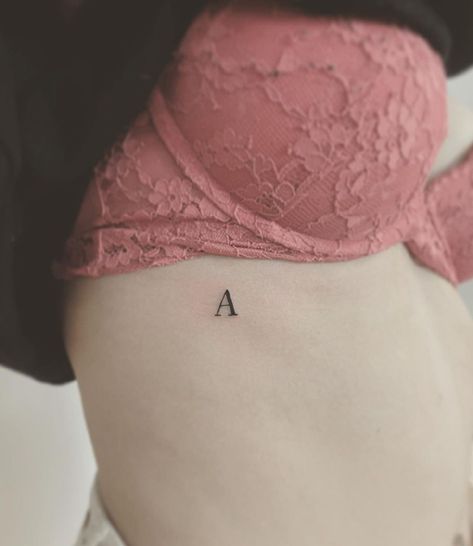 Intimate A Letter Tattoo Initial Tattoo On Ribs, Tattoo With The Letter A, Tattoo Letter A Design, As Tattoo Letter Design, A Alphabet Tattoo, Small A Tattoo Letter, Y Tattoo Letter, Hot Back Tattoos, F Tattoo Letter