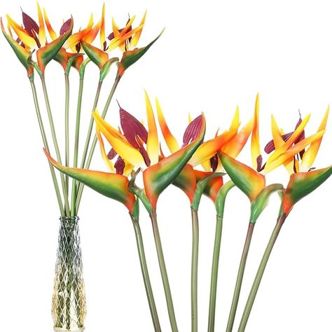 Amazon.com: Hanaive 12 Pcs Bird of Paradise Artificial Plant 24 Inches Hawaiian Tropical Flowers Rubber Strelitzia Faux Flowers Bouquet for Home Garden Office Wedding Indoor Outside Party Decor DIY (Yellow) : Home & Kitchen Simple Tropical Centerpieces, Outside Party, Party Decor Diy, Tropical Centerpieces, 40th Anniversary Party, Bird Of Paradise Plant, Faux Flower Bouquets, Wedding Indoor, Artificial Birds