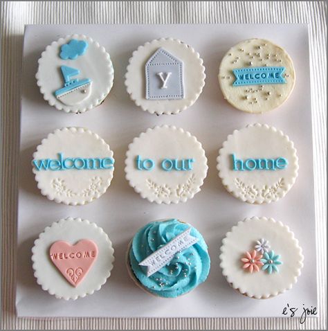 Housewarming Cake, Cupcakes Ideas, Baby Cupcake, Housewarming Decorations, Joy Gifts, House Cake, Fondant Decorations, Fondant Cupcakes, Sugar Craft