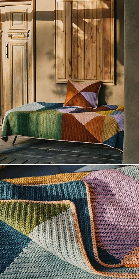 Stunning Crochet Throws For Home - Pattern Center Baby Crochet Blanket Patterns, Attic 24 Crochet, Blanket Crochet Pattern Free, Triangle Blanket, Crochet Vs Knit, Crochet Patchwork Blanket, Knit Throw Blanket Pattern, Baby Crochet Blanket, Crochet Throws