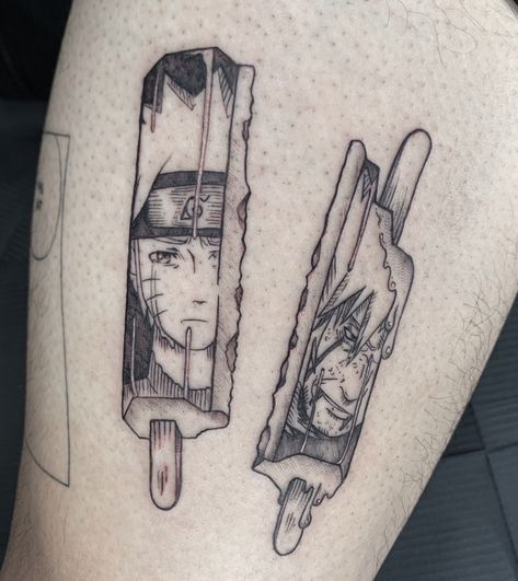 Manga Tattoo Popsicle Tattoo, Jiraiya Tattoo, Naruto And Jiraiya, Naruto Tattoo, Fine Line Tattoo, Real Bodies, Naruto Manga, Line Tattoo, Anime Tattoos