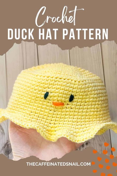 Embrace spring with this really cute and simple Crochet Duck Hat Pattern. The best part of the duck hat crochet pattern is that it can be easily adjusted for all head sizes! Duck Crochet Hat, Duck Hat Crochet, Crochet Duck Hat, Bear Hat Pattern, Make Your Own Hat, Wearable Crochet, Duck Hat, Duck Crochet, Crochet Hats For Boys