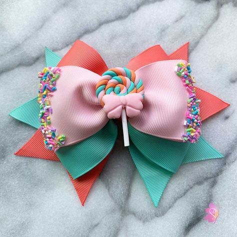 Sweet Candy Hair Bow Handmade in the USA SWEETBIIE | Etsy Boutique Bows Diy Tutorials, Boutique Bow Tutorial, Homemade Hair Bows, Cute Hair Clip, Stacked Hair Bow, Girls Hair Bows Diy, Hair Bows For Girls, Kids Hair Bows, Dinosaur Fabric