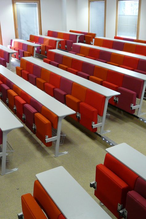 Find out more about this modern lecture chair and why it is so popular with higher education establishments across the UK. Lecture Hall Design, School Furniture Design, Training Center Design, Theatre Chairs, Auditorium Plan, Studio Room Design, Classroom Seating Arrangements, Theatre Seating, Church Building Design