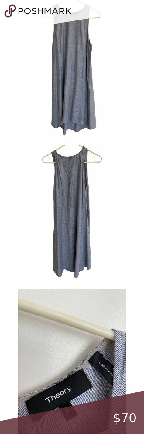 Theory Alderdale Shift Dress Blue Chambray Sleeveless Size 6 Linen Tierra Wash Dress Blue, Chambray, Shift Dress, Blue Dresses, Dress Es, Dresses Skirts, Size 6, Outfit Inspo, Plus Fashion