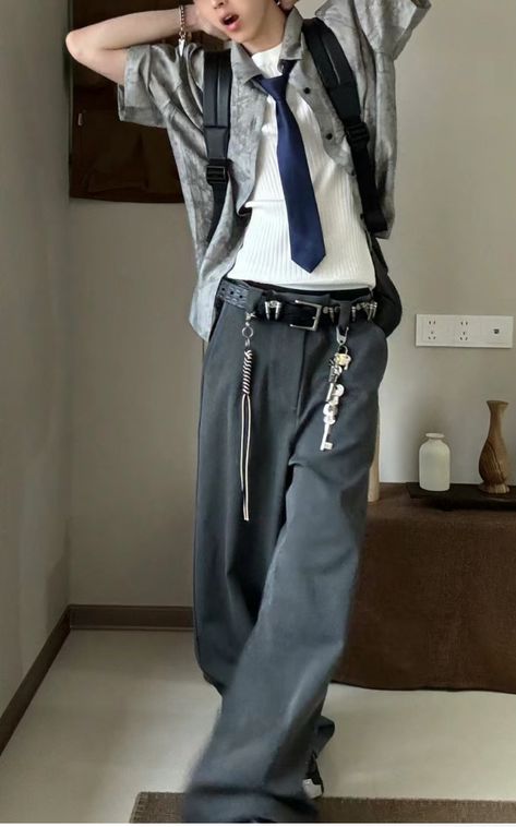 Ethereal Outfit Casual Men, Blue Outfit Inspo Men, Male Fit Ideas, Cybercore Fashion Men, Ulzzang Fashion Men, Shoujo Boy Outfit, Acubi Male Outfits, Male Acubi Fashion, Outfit Reference Male