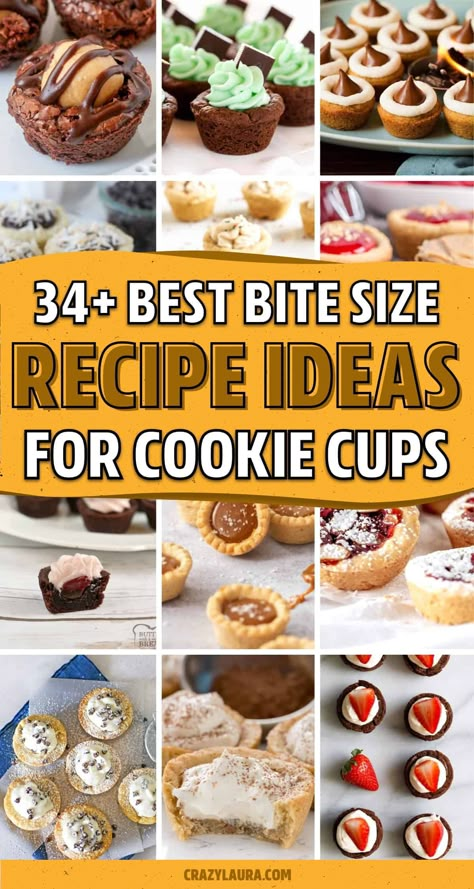 Looking for super quick and easy dessert recipes to try this year?! Check out these delicious cookie cup ideas that will leave you wanting more! Brownie Cookie Cups Muffin Tins, Mini Muffin Tin Cookies Holidays, Muffin Tin Cookie Cups, Mini Chocolate Chip Cookie Cups, Chocolate Chip Cookie Cups Recipe, Cookie Dough Dessert Cups, Mini Muffin Cookie Cups, Gluten Free Cookie Cups, Halloween Cookie Cups