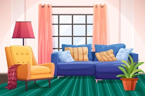 Home interior background theme Free Vect... | Free Vector #Freepik #freevector #background #design #house #wallpaper Inside House Cartoon Background, Cute House Background, House Interior Cartoon Background, Cartoon Room Background, Cartoon Background House, Cartoon Home Background, Cartoon House Background, Stores Interior Design, Cartoon Background Design