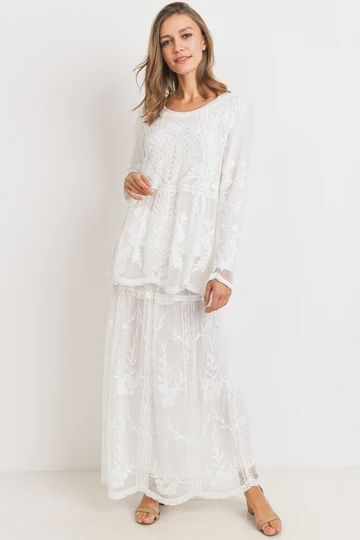 Lds Temple Clothing, Lds Temple Dresses, Temple Dresses, Lds Temple Dress, White Maxi Skirt, White Blossom, White Temple, Temple Dress, Maxi Lace Skirt