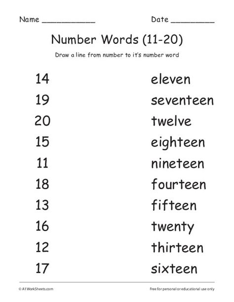 Grade 1 Numbers Words Matching Worksheets (11-20) Number Words 11-20 Worksheets, Word Numbers Worksheet, Match Numbers Worksheet, Number Worksheets For Grade 1, Number Words Worksheets 1-20, 11-20 Number Worksheets, Numbers 11-20, Numbers Worksheets 1-20, Numbers In Words Worksheet