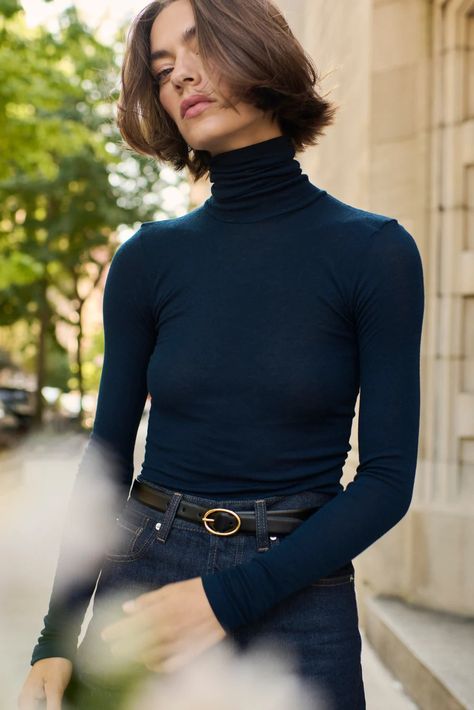 The Cashmere Turtleneck in Navy – Sold Out NYC Dark Blue Turtleneck Outfit, Navy Turtleneck Outfit, Blue Turtleneck Outfit, Blue Turtleneck, Turtleneck Outfit, Dark Autumn, Shopify Dropshipping, Cashmere Turtleneck, Long Sleeve Turtleneck