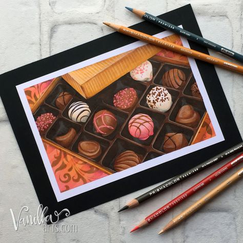 Rose Painting Watercolor, Chocolate Painting, Colored Pencil Artwork Ideas, Painting Basics, Chocolate Drawing, Pencil Clipart, Marker Painting, Food Art Painting, Copic Marker Art