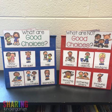 Good Choices and Bad Choices - Sharing Kindergarten Making Good Choices, Emotional Activities, Activity Kindergarten, Bucket Filler, Bad Choices, Classroom Banner, Create A Banner, Force And Motion, Green Choices