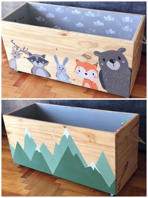 DIY Baby’s toy trunk | Kinder spielzimmer, Kinder zimmer deko, Kinder zimmer Toy Trunk, Diy Bebe, Nursery Baby Room, Baby Diy, Baby Bedroom, Kids Room Design, Baby Boy Rooms, Diy Baby, Baby Boy Nurseries