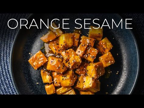 Orange Sesame Crispy Tofu from Yeung Man Cooking - recipe on Niftyrecipe.com Asian Pasta, Hclf Vegan, Dash Diet Recipes, Sesame Tofu, Tofu Recipe, Man Cooking, Crispy Tofu, Man Food, Orange Recipes