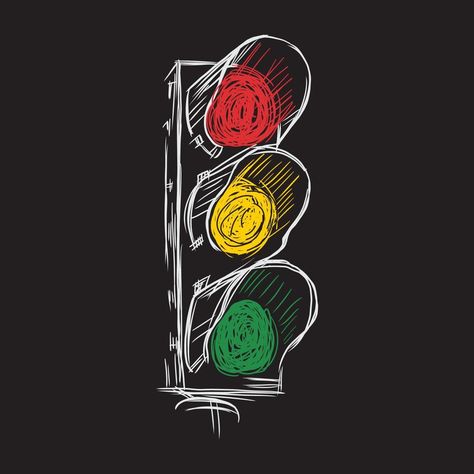 Outdoor Restaurant Design, Light Tattoo, Traffic Lights, Summer Illustration, Tattoo Designs And Meanings, Hand Logo, Hand Drawn Illustration, Stop Light, Drawn Illustration