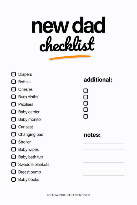 Get prepared for fatherhood with this essential new dad checklist. From diaper changing to bonding with baby, make sure you're ready for anything! Babysitting Checklist, Prom Planning Checklist, Moving Timeline Checklist, Reunion Checklist, Organise Your Phone, Babysitter Printable, Name Change Checklist, Babysitter Checklist, Birth Checklist