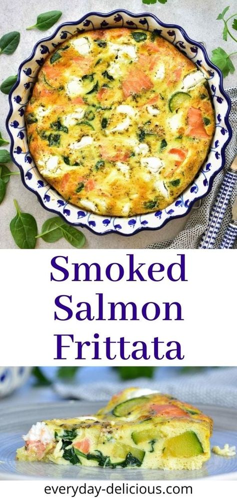 Cold Salmon, Italian Omelette, Salmon Zucchini, Spinach Salmon, Fritata Recipe, Salmon Frittata, Smoked Salmon Frittata, Smoked Salmon Breakfast, Smoked Salmon And Eggs