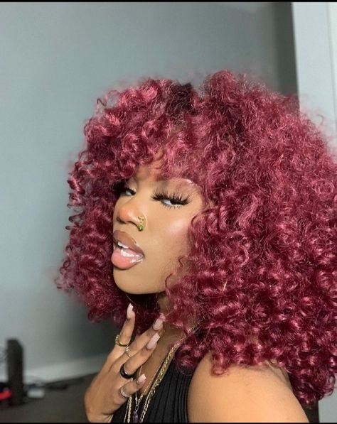 Liyah Mai, Red Afro, Red Curly Hair, I Did It Again, Pink Dye, Colored Curly Hair, Dyed Natural Hair, Thrill Seeker, Color Inspo