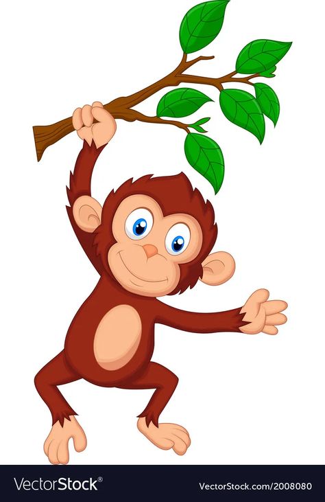 Cute monkey cartoon hanging vector image Cute Monkey Cartoon, Monkey Clipart, Tree Monkey, Monkey Cartoon, Monkey Drawing, Monkey Illustration, Hanging Monkey, Monkey Tattoos