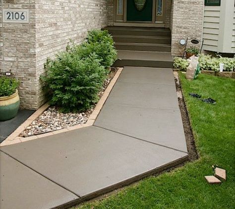 s 9 budget ways to make your walkway look even better than last year, concrete masonry, gardening, Stain your dried out concrete walkway Front Yard Walkway, Walkway Landscaping, Pathway Landscaping, Concrete Walkway, Walkway Ideas, Front Walkway, Front Yard Design, Stone Walkway, Front Entrance