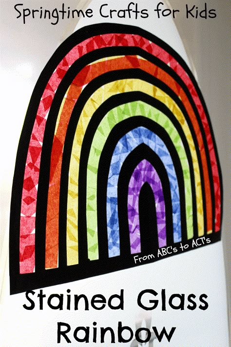 Stained Glass Rainbow Craft for Kids - From ABC's to ACT's Stained Glass Rainbow, Glass Cookies, Springtime Crafts, Rainbow Activities, Rainbow Craft, Vbs Crafts, Rainbow Crafts, Sunday School Ideas, Rainbow Theme