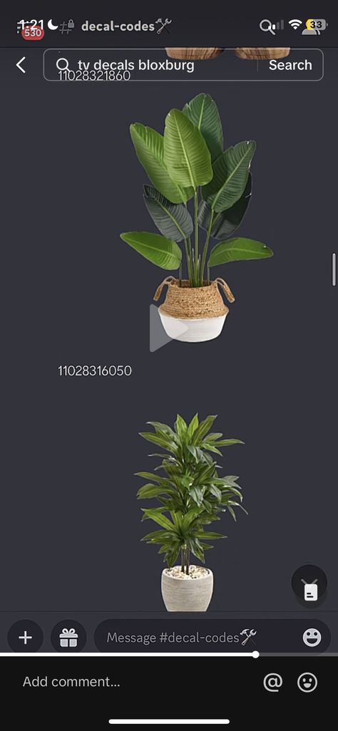 Potted Plant Decals Bloxburg, Blocksburg Plant Decal Codes, Bloxburg Codes For Plants, Bloxburg House Plant Decals, Roblox Plant Decal Codes, Roblox Plant Decals, Coastal Bloxburg Outfit Codes, Coastal Plant Decals Bloxburg, Bloxburg Realistic Codes