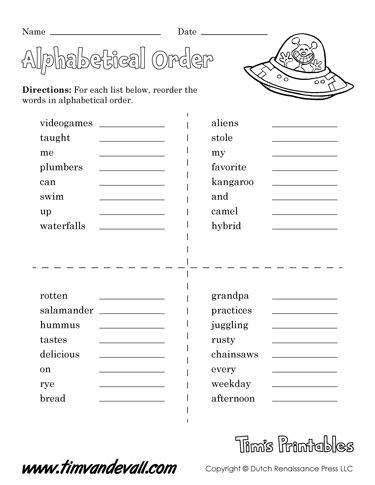 Alphabetical Order Activities, Alphabetical Order Worksheets, Abc Order Worksheet, Letter Sort, Word Work Centers, Abc Printables, Free Kindergarten Worksheets, Kids Worksheets Printables, English Worksheets For Kids