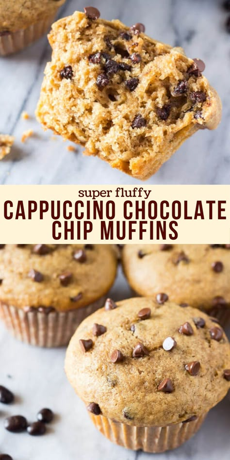 Tim Hortons Chocolate Chip Muffins, Cappuccino Chocolate Chip Muffins, Cappuccino Muffins Recipes, Cappuccino Muffins, Coffee Muffins, Chocolate Decadence, Chocolate Cappuccino, Chocolate Ideas, Kitchen Tricks