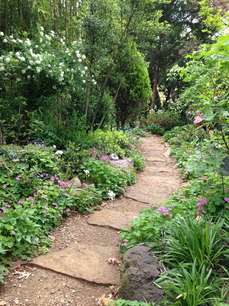 Stone Garden Paths, Side Yard Landscaping, Garden Walkway, Forest Garden, Small Garden Design, Woodland Garden, Garden Yard Ideas, White Gardens, Garden Landscape Design