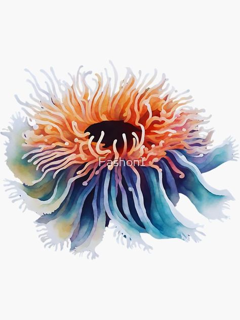 Sea Anemone, Ocean Depth, Watercolor Stickers, Art Water, Sea Art, A Sea, Anemone, Jellyfish, The Ocean