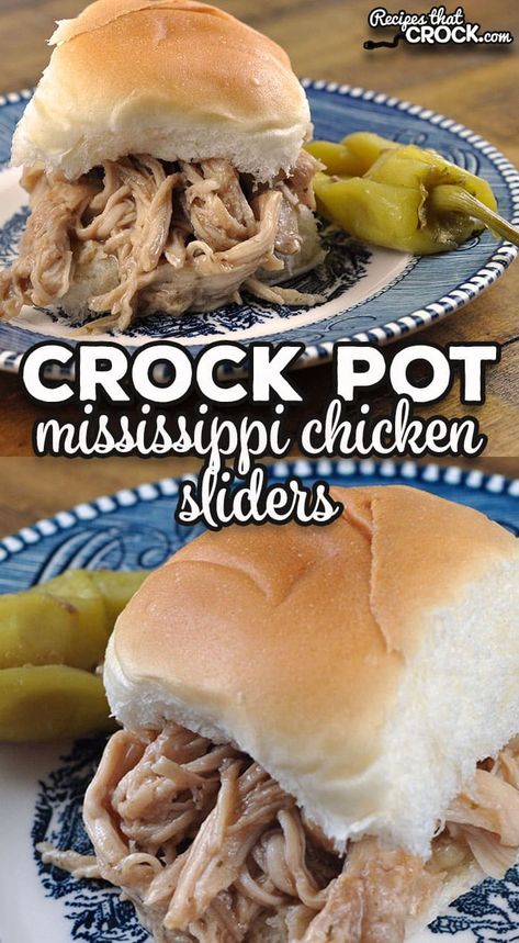 If you are looking for a way to feed a crowd, I highly recommend trying these Crock Pot Mississippi Chicken Sliders. They are easy to make and sure to please! via @recipescrock Mississippi Chicken Sliders, Crock Pot Mississippi Chicken, Crockpot Mississippi Chicken, Crockpot Sandwiches, Pulled Chicken Crock Pot Recipes, Party Rolls, Sliders Easy, Sliders Recipes Chicken, Mississippi Chicken