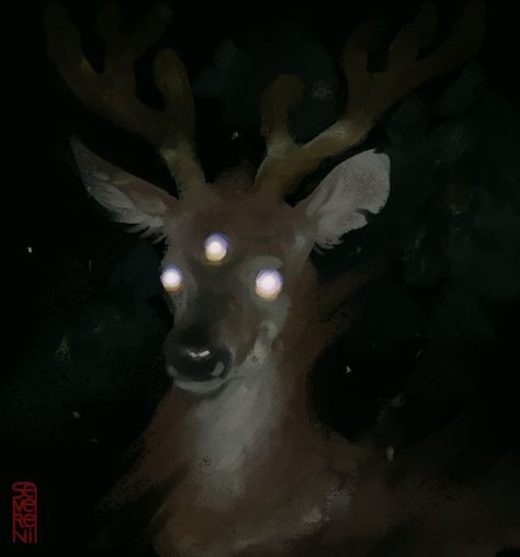 Deer Monster Concept Art, Creepy Deer Art, Deer Creepy, Deer Aesthetic Dark, Creepy Deer, Starflesh Core, Strange Trails, Creepy Animals, Scary Animals