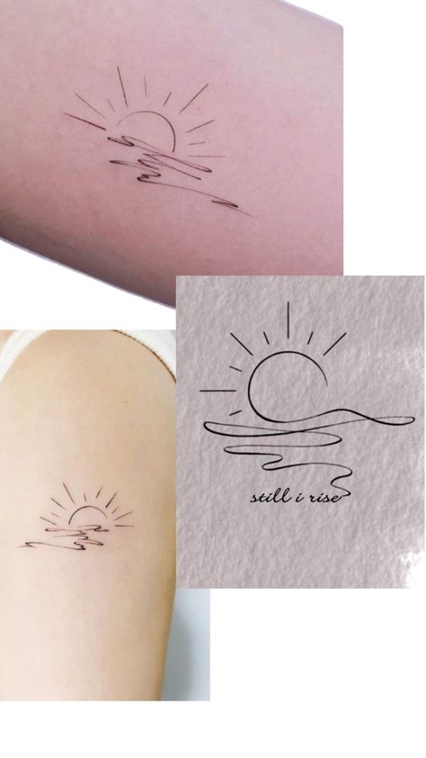 River Tattoos For Women, Sunrise Tattoos For Women, River Tattoo For Women Simple, Sunrise Tattoos, River Tattoo, Sunrise Tattoo, Meaningful Tattoo Quotes, Meaningful Tattoos, Travel Tattoo