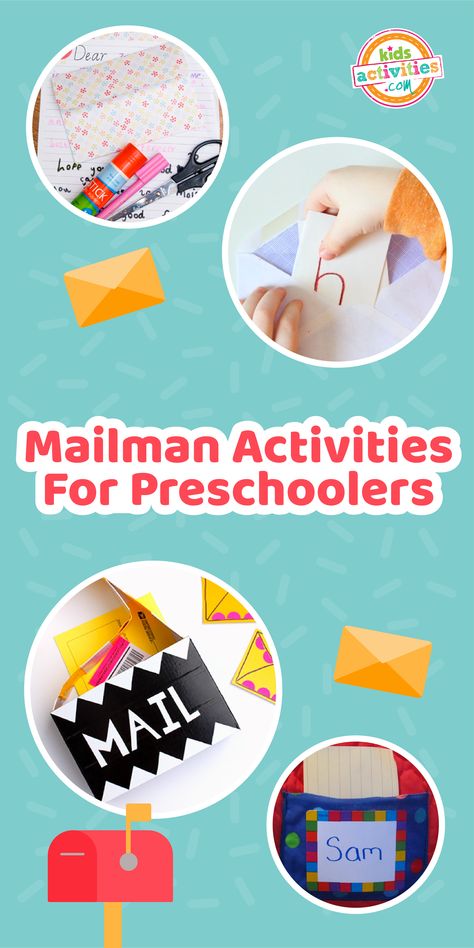 There is one thing young children have in common: a love for mail trucks, letter carriers, and everything related to postal services! That's why today we have 15 mailman activities for preschoolers that are so much fun. Pretend Play Mailman, Mail Crafts Preschool, Mail Carrier Craft, Mailman Crafts, Post Office Preschool, Community Helper Activities, Mail Craft, Community Helpers Crafts, Community Helpers Activities