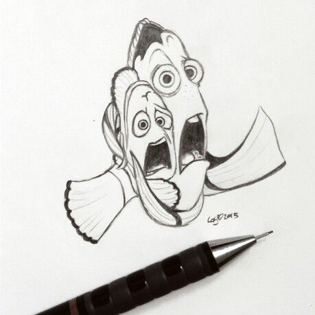 Finding Nemo Drawings, Nemo Sketch, Finding Nemo Art, Nemo Drawing, Easy Pen Drawing, Dory Drawing, Nemo Tattoo, Storyboard Drawing, Characters Drawing