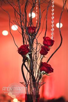 (6) Pinterest • El catálogo de ideas global Red Roses Centerpieces, Rose Centerpiece, Masquerade Wedding, Elegant Wedding Centerpiece, Wedding Wonderland, Rose Centerpieces, Dark Wedding, Floral Ideas, Gothic Wedding