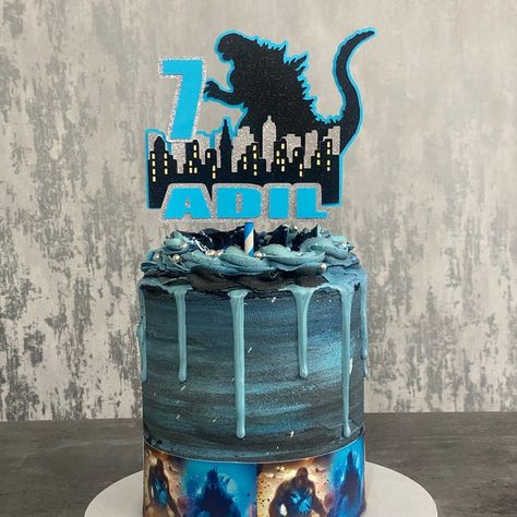 Godzilla Birthday Cake, Godzilla Cake, Godzilla Birthday, Kids Baking, Creative Wreaths, Blue Cakes, Themed Birthday Cakes, Bday Cake, Baking With Kids