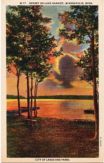 Vintage Food Posters, Minnesota Landscaping, Postcard Wall, Minnesota Lake, State Board, Lake Sunset, Minneapolis Minnesota, Vintage Linen, Affordable Wall Art