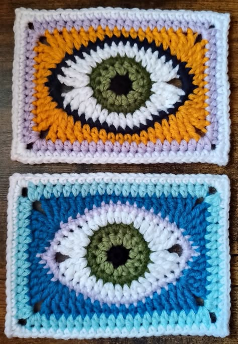 Eye Crochet Blanket, Granny Rectangle Pattern, Eye Granny Square, Crochet Daisy Granny Square, Granny Rectangle, Hand Yoga, Crochet Granny Square Pattern, Daisy Granny Square, Granny Square Pattern Free