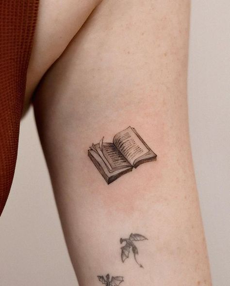 My Next Tattoo Ideas, Books Related Tattoos, Tattoo Of A Book, Book Tattoo Inspiration, Book Semicolon Tattoo, Cute Book Tattoos For Women, Book Of Life Tattoo Ideas, Bird And Book Tattoo, Creative Book Tattoos