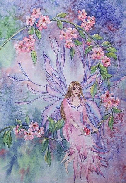 Apple Blossom Fairy - Pamela West Poppy Fairy, Unicorns And Mermaids, Elves And Fairies, Colorful Clouds, Fairies Elves, Fantasy Paintings, Artist Portfolio, Cross Stitch Rose, Fairytale Art